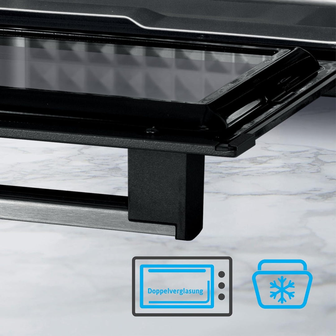 ICQN Minibackofen 20L, Pizza-Backofen, Ober-/Unterhitze mit Umluft-Funktion, 5 Grill-Funktion, 90 Mi