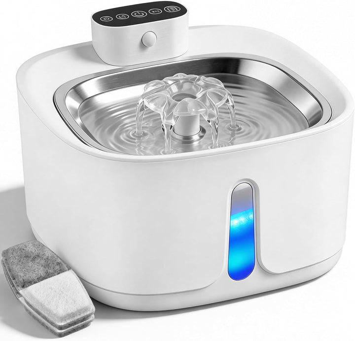 Katzenbrunnen Kabellos mit Bewegungsmelder 3.2L, 4000mAh Akku Trinkbrunnen für Katzen Edelstahl, Ult