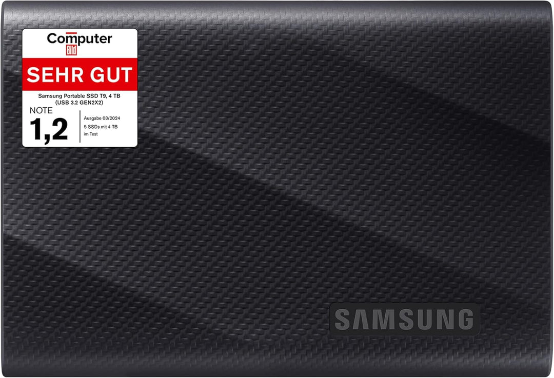 Samsung Portable SSD T9, 4 TB, 2.000 MB/s Lesen, 2.000 MB/s Schreiben, USB 3.2 Gen.2x2, Externe Fest