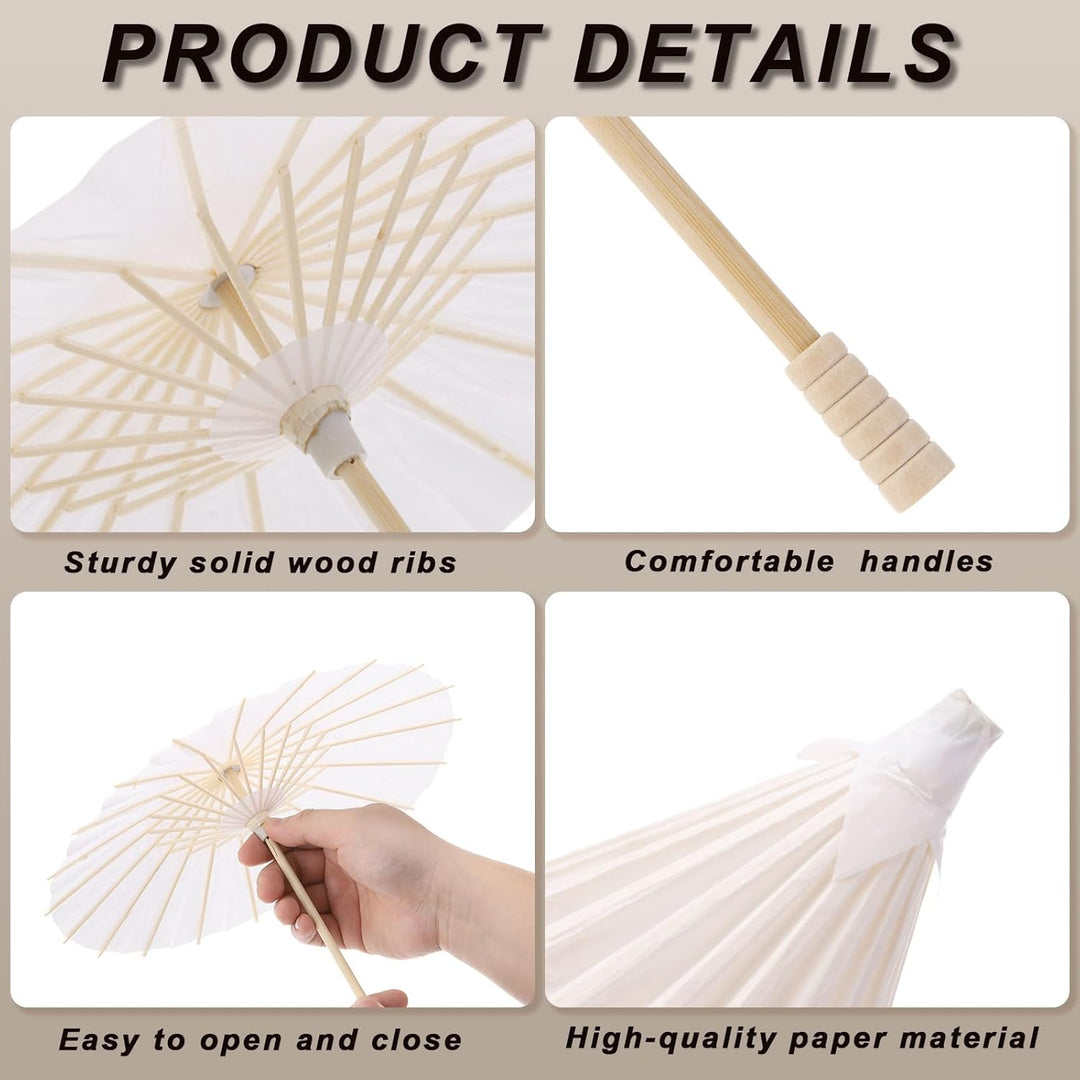 QUARKZMAN 6 Stück Papier-Schirme, 40cm Papier-Parasol-Schirm DIY Ölpapier-Mal-Schirme für Fotografie