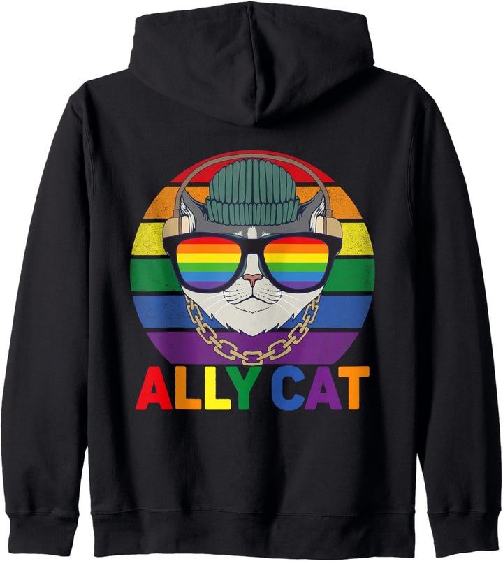 Ally Cat LGBT Gay Rainbow Pride Flagge – Ally Cat LGBT Brille Kapuzenjacke
