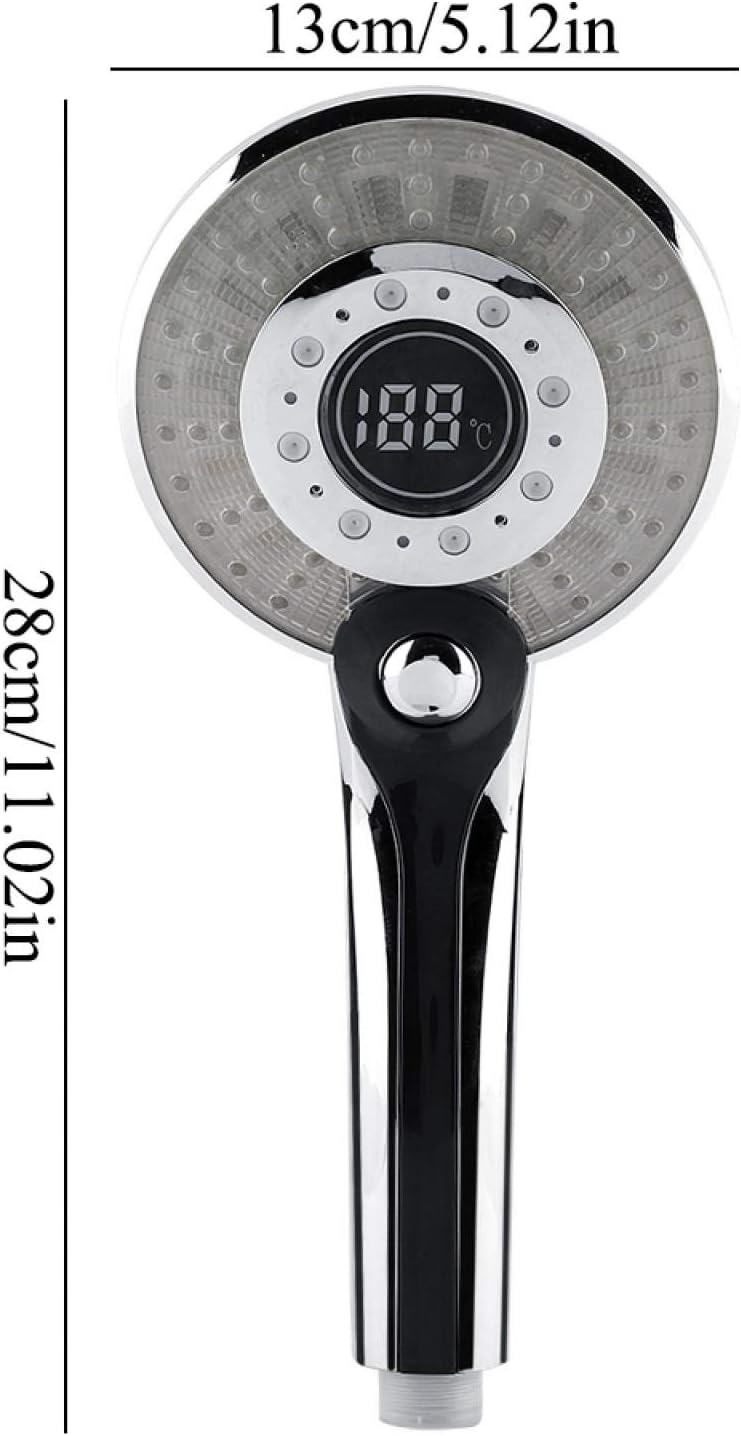 Duschkopf Led, 3 Farben Farbwechsel Temperaturregelung, Digitales LCD-Display, Handbrause mit Digita