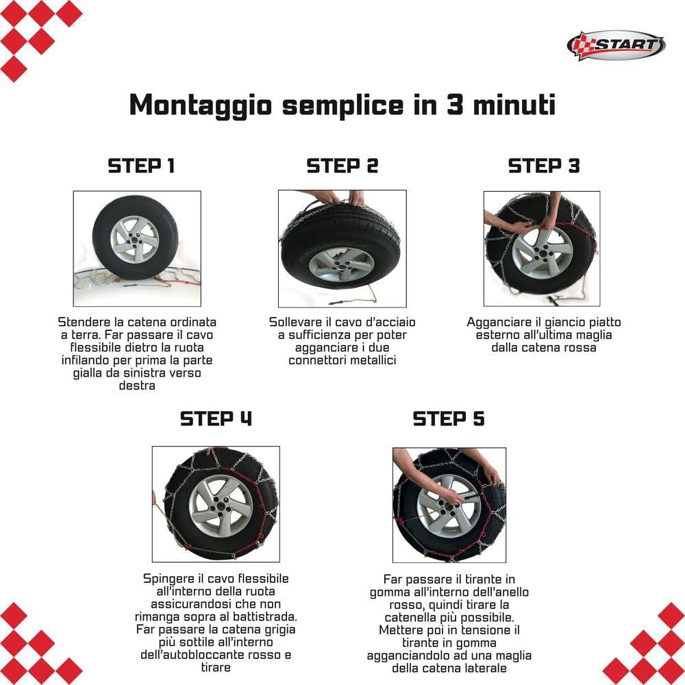 Set mit 2 Schneeketten – 7 mm – Gruppe 100 – maximale Haftung und Sicherheit mit Spannsystem