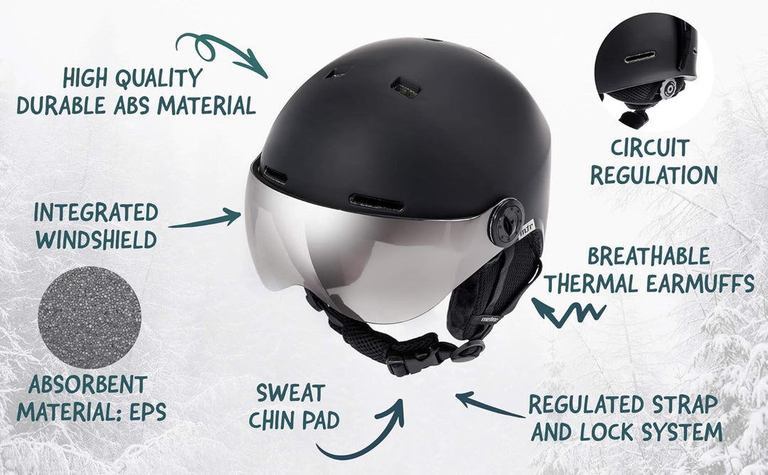 meteor Skihelm Kinder Snowboard Helm Herren Ski Helmet fur Mädchen Jungen Skihelm Damen, M (55-58cm)