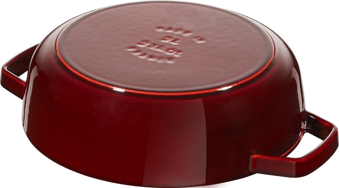 STAUB Gusseisen Bräter, Chistera Tropfenstruktur im Deckel, Rund 24 cm, 2,5 L, Grenadine Rot Grenadi