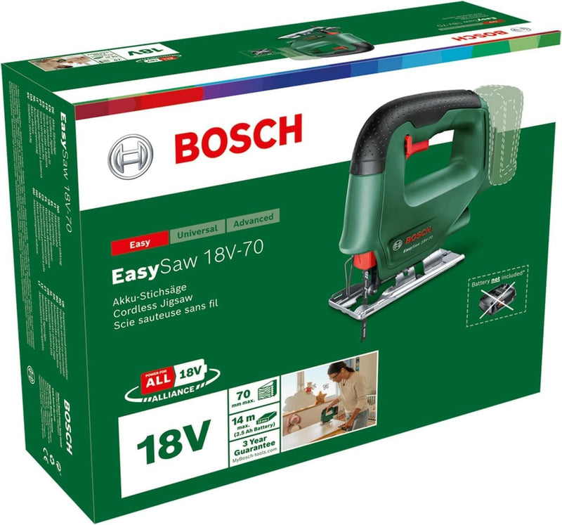 Bosch Akku Stichsäge EasySaw 18V-70 (ohne Akku, 18 Volt System, 1x Stichsägeblatt, im Karton) – Test