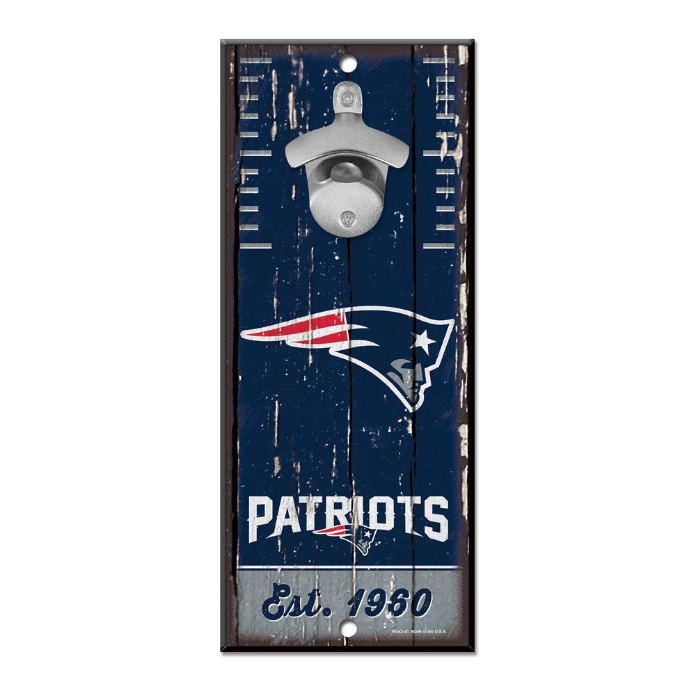 WinCraft New England Patriots NFL Schild mit Flaschenöffner New England Patriots 5"x11" Team Colors,