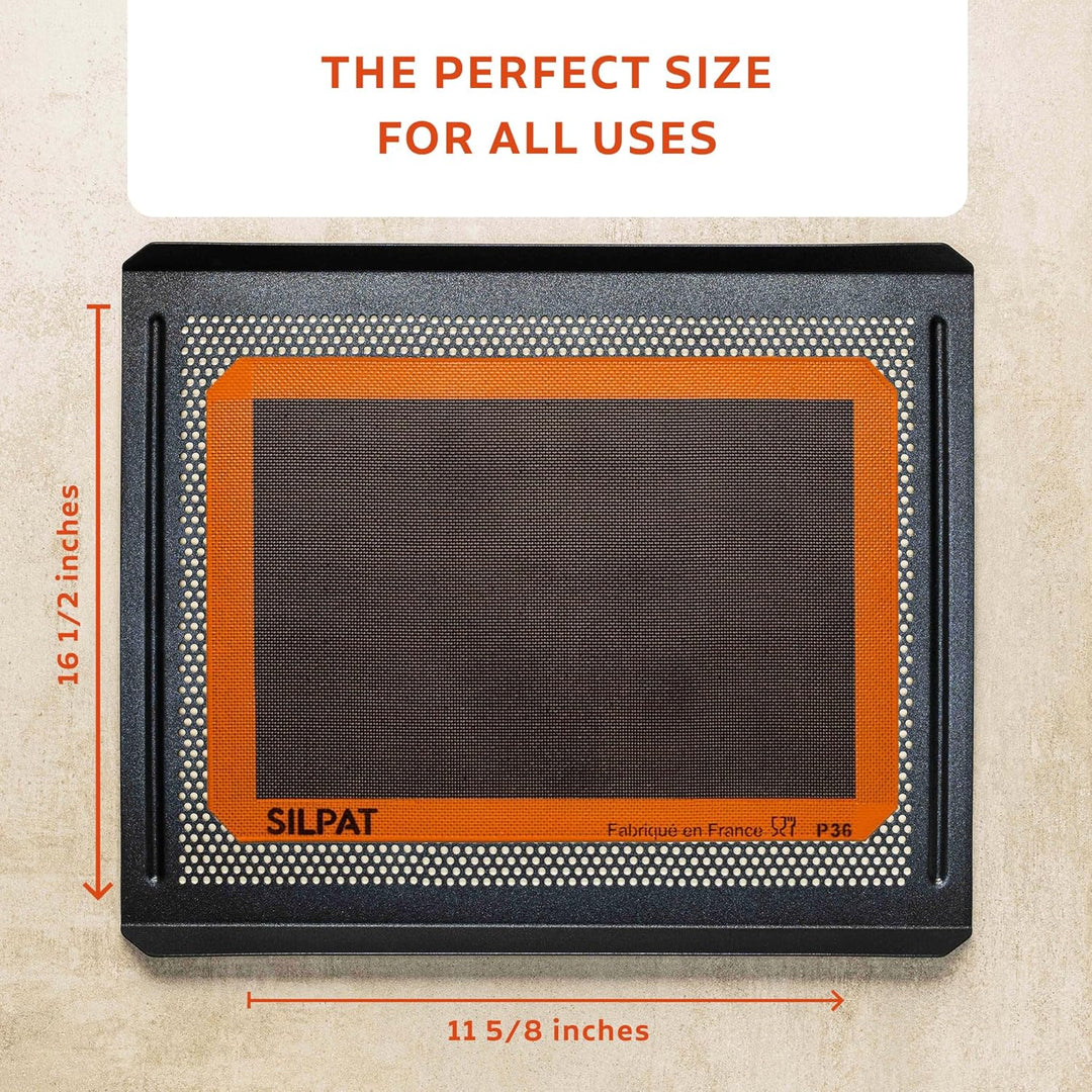 Silpat SN 415 290 02 Silpain Premium Antihaft-Silikon-Backmatte für Brot, 29,8 x 41,6 cm, schwarz