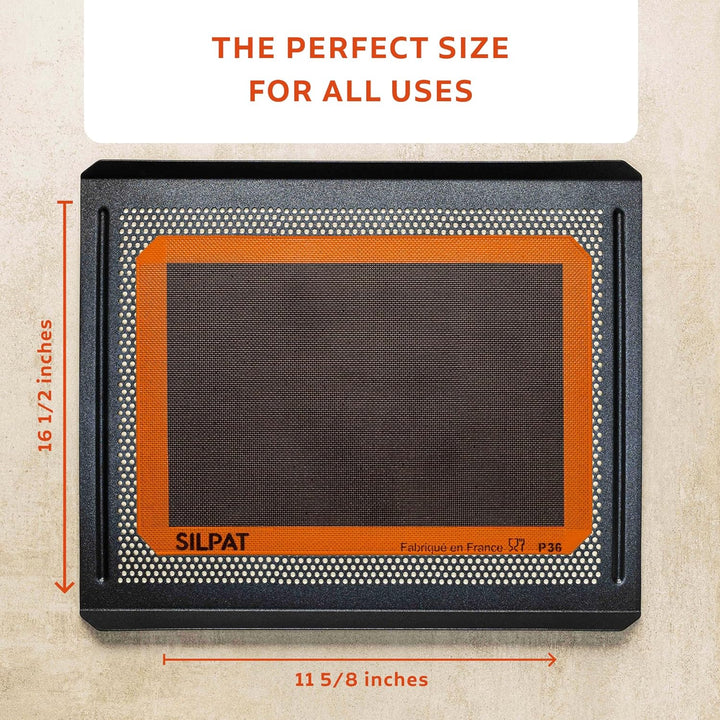 Silpat SN 415 290 02 Silpain Premium Antihaft-Silikon-Backmatte für Brot, 29,8 x 41,6 cm, schwarz