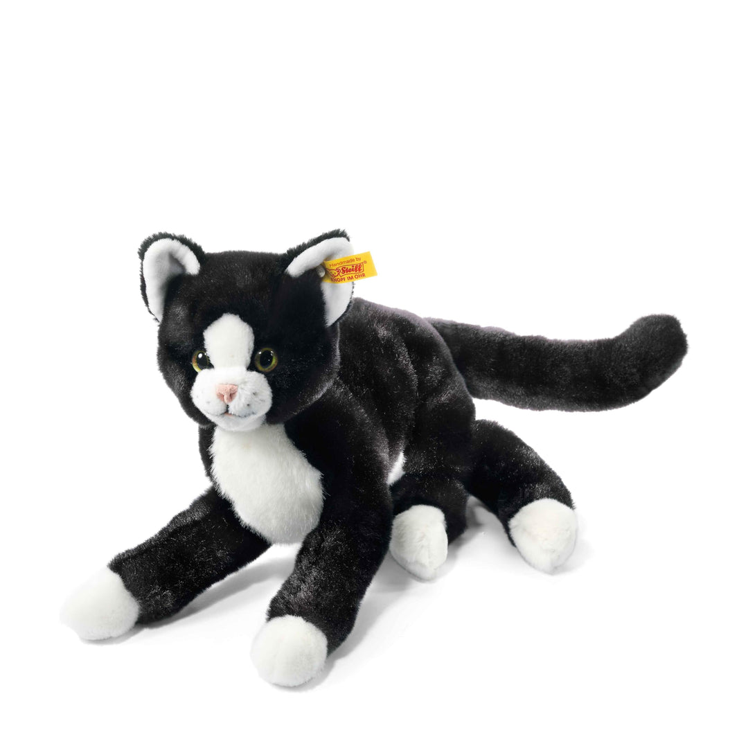 Steiff Mimmi Schlenker Katze - 30 cm - Kuscheltier für Babys - weich & waschbar - schwarz/weiss (099