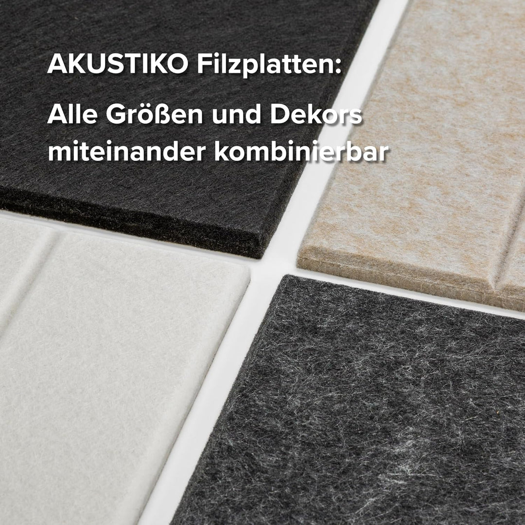 AKUSTIKO Akustikpaneele Selbstklebend 60x60cm - 8 Stück Graphit Akustik Wandpaneele Schallschutz &amp; R