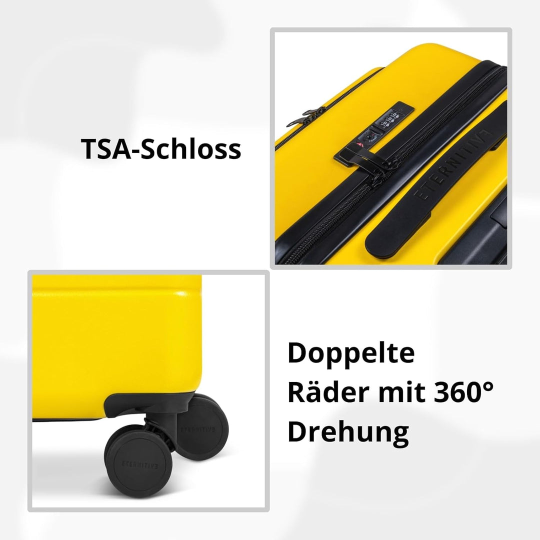 ETERNITIVE E1 Reisekoffer aus ABS Hartschalenkoffer mit TSA-Schloss, Rollen 360, Halterung für Handy