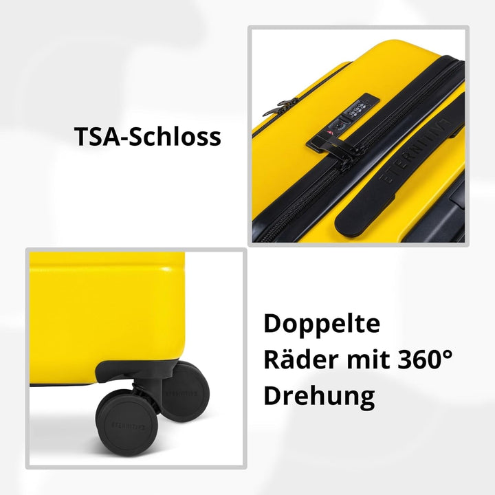 ETERNITIVE E1 Reisekoffer aus ABS Hartschalenkoffer mit TSA-Schloss, Rollen 360, Halterung für Handy