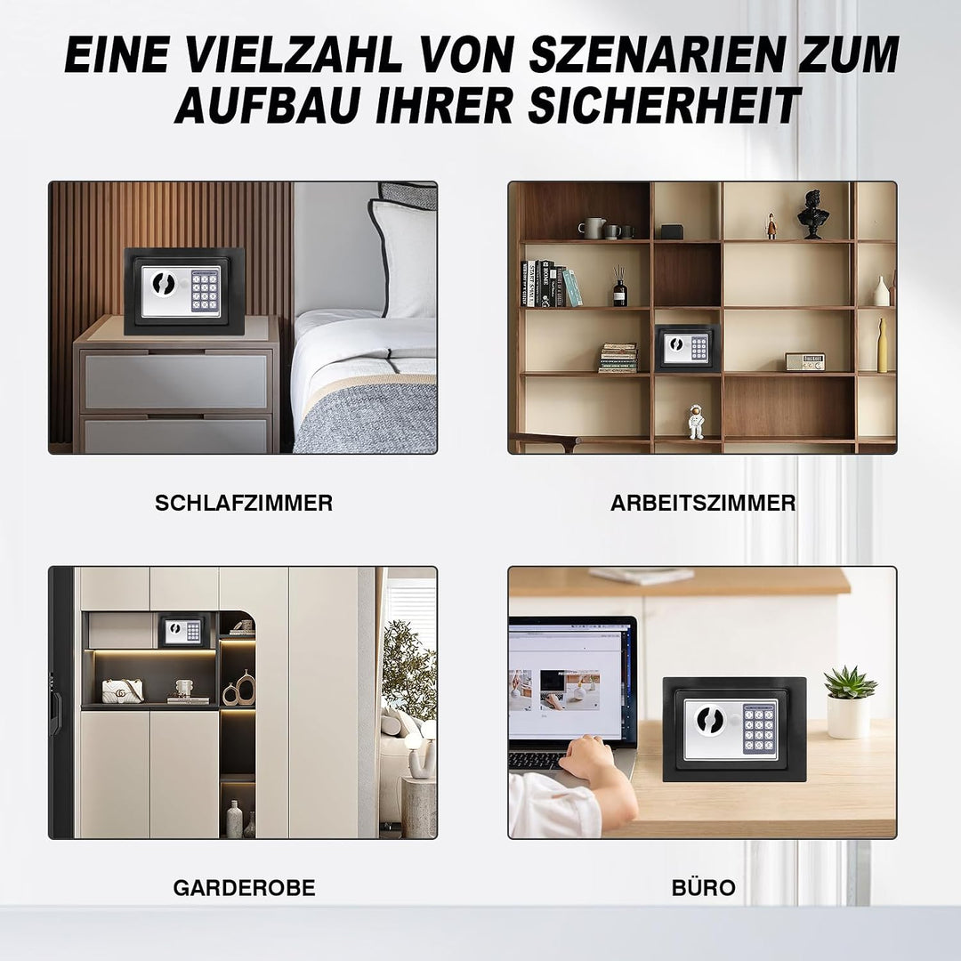 Tresor - Klein 31x20x20cm - Feuerfestes Safe mit Zahlenschloss &amp; 2×Notschlüssel - Digitaler Elektron