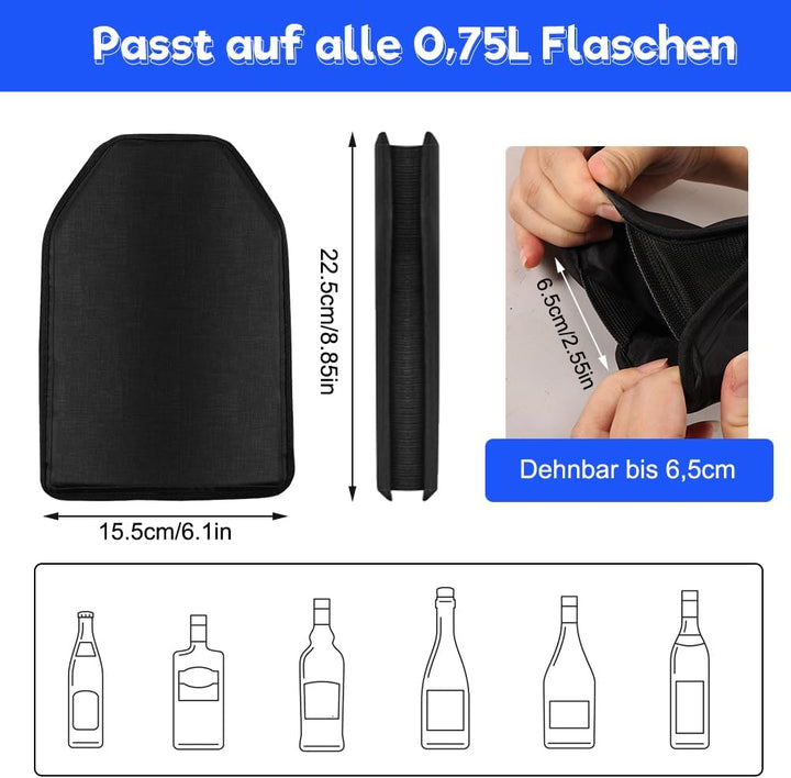 2er-Set Weinkühler Manschette - Kühlmanschette für Wein, Sekt, Champagner & Flaschen - Universeller