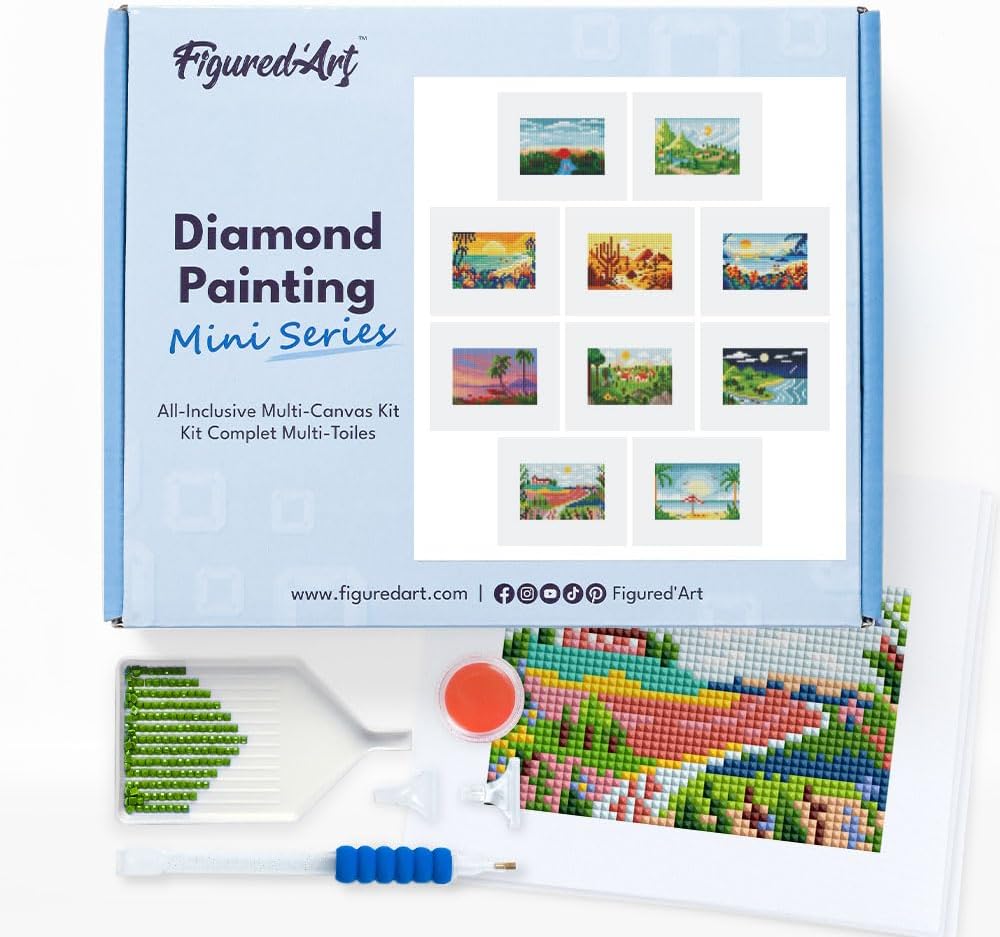 Figured'Art Mini Serie Diamond Painting Erwachsene - Sommerlandschaften - Premium-Box mit 10 Stück 1