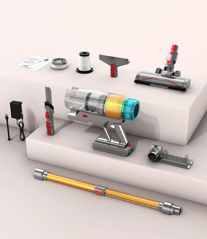 55000Pa/600W Akku Staubsauger Kabellos 55Mins Laufzeit, Wandmontierte Ladestation, Akkustaubsauger C