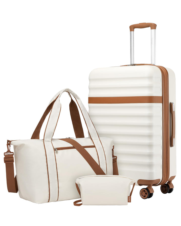 KONO Reisekoffer Set 3-teilig, Erweiterbar Hartschalenkoffer Mittelgross mit 4 Rollen und TSA Schlos