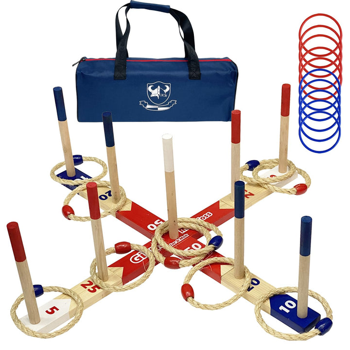 Holz Ringwurfspiele, Premium Quoits Gartenspiel Set, Wurfspiel Gross, Gross
