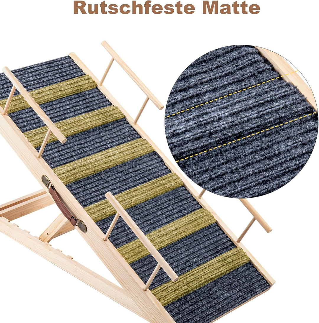 Hunderampe Klappbare Hunderampe aus Holz HöHenverstellbar 30-60cm rutschfeste Haustiertreppe Für Hun