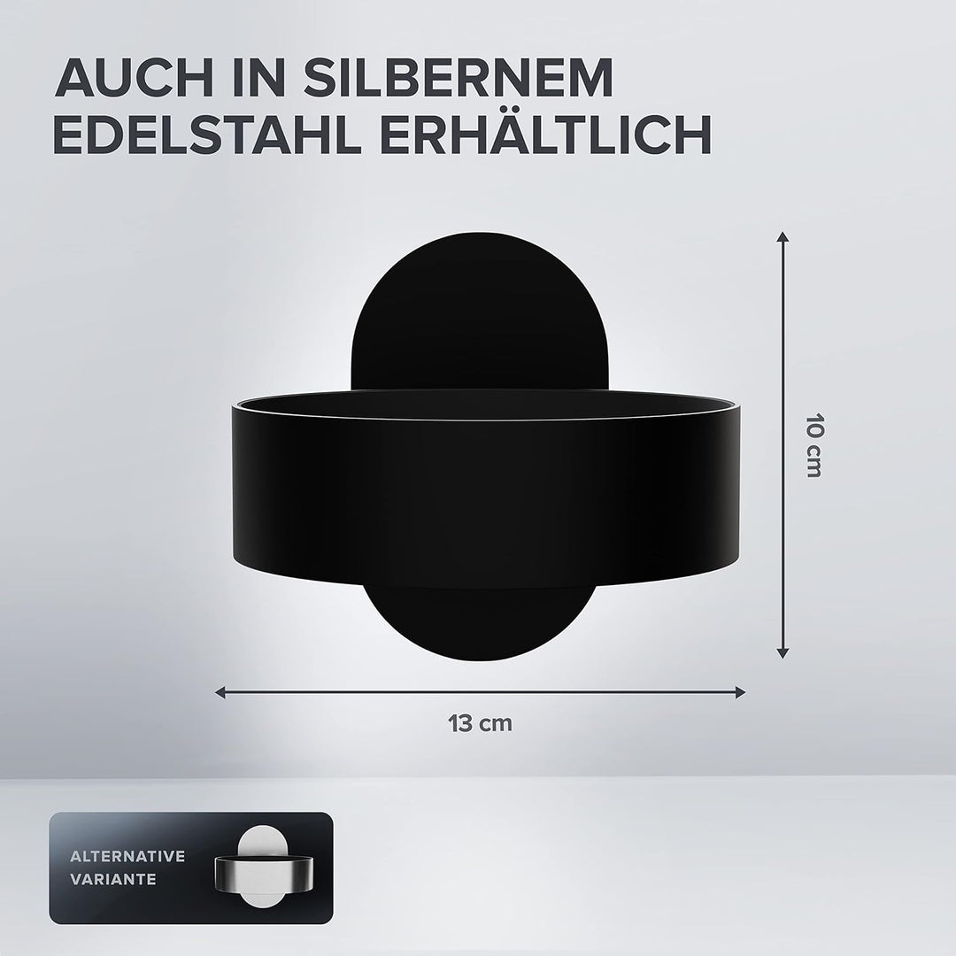 Haartrocknerhalter Kvitoya | Edelstahl | schwarz matt | mit Wandmontage ohne Bohren | mit Fönpolster