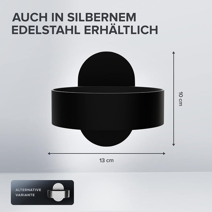 Haartrocknerhalter Kvitoya | Edelstahl | schwarz matt | mit Wandmontage ohne Bohren | mit Fönpolster