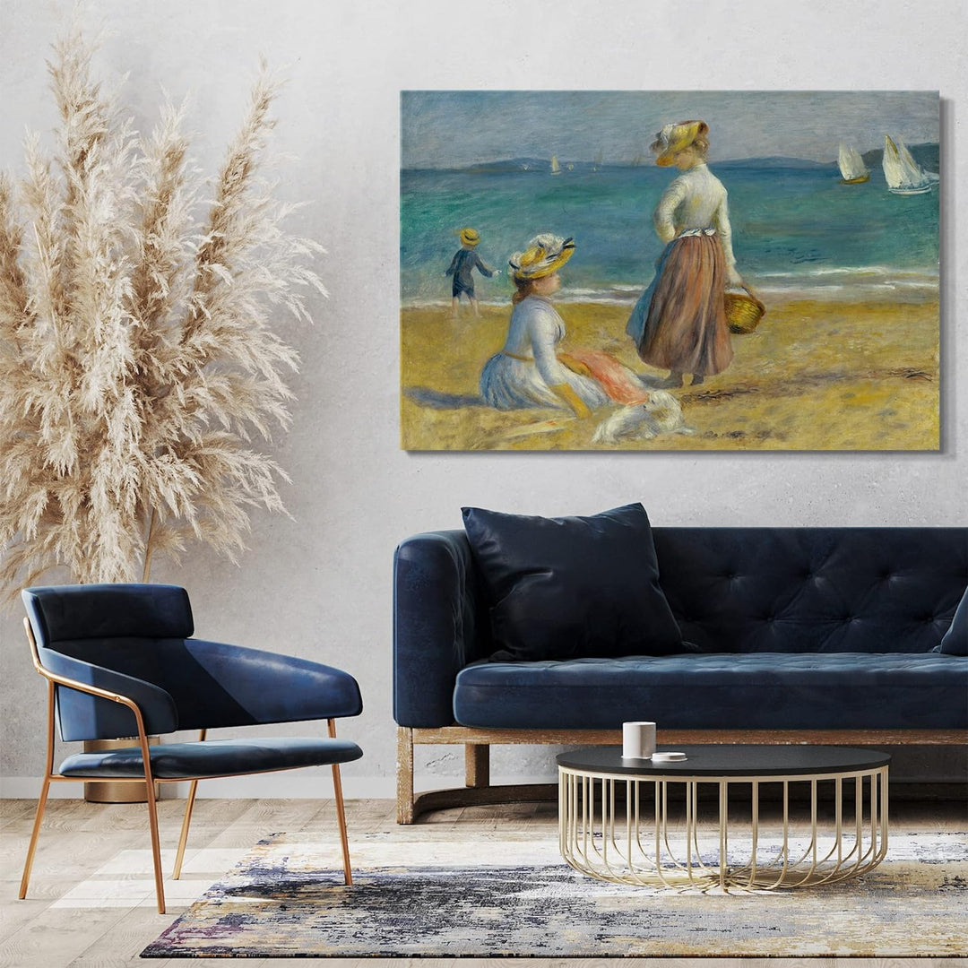 Printed Paintings Leinwand (100x70cm): Auguste Renoir - Menschen am Strand 100x70 cm, 100x70 cm