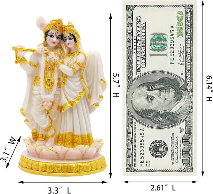 alikiki Hinduistische Radha Krishna Idols Statue, 14 cm hoch, Marmor-Optik, indischer Gott Krishna R
