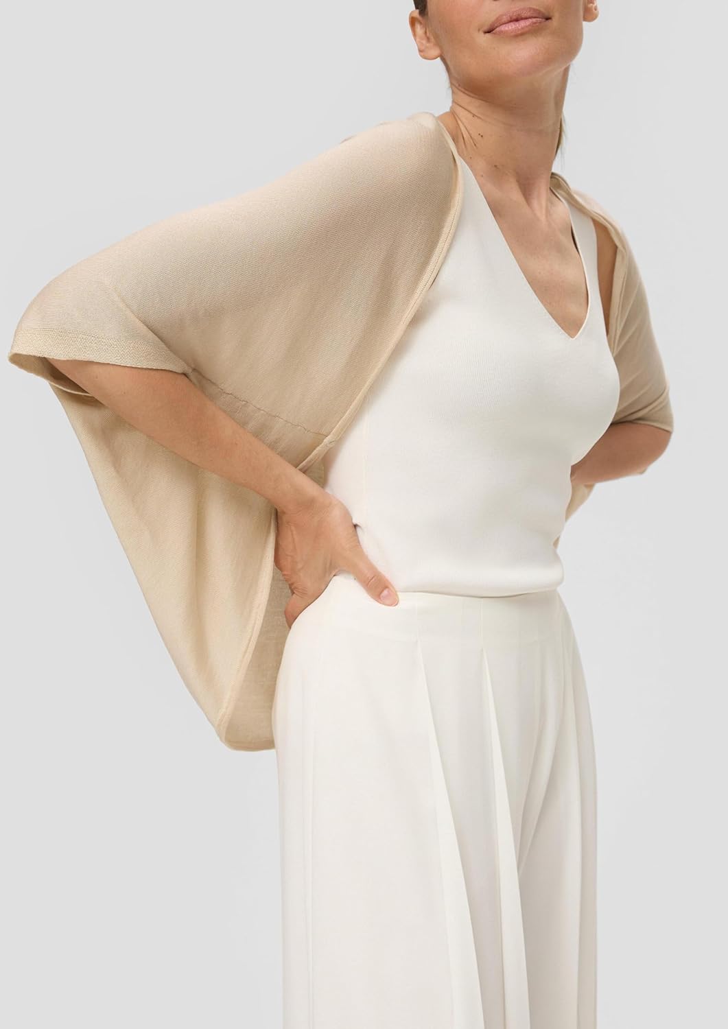 s.Oliver Weicher Strickponcho aus Lyocell Einheitsgrösse Beige, Einheitsgröße Beige