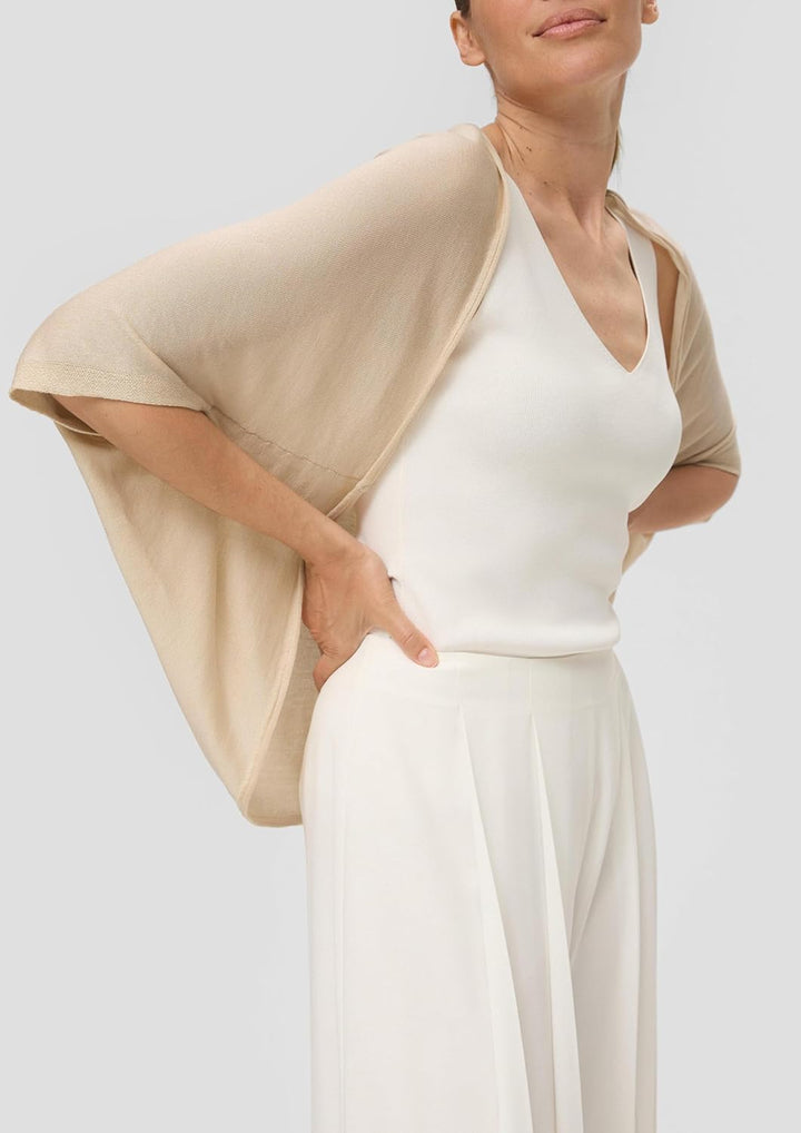 s.Oliver Weicher Strickponcho aus Lyocell Einheitsgrösse Beige, Einheitsgröße Beige
