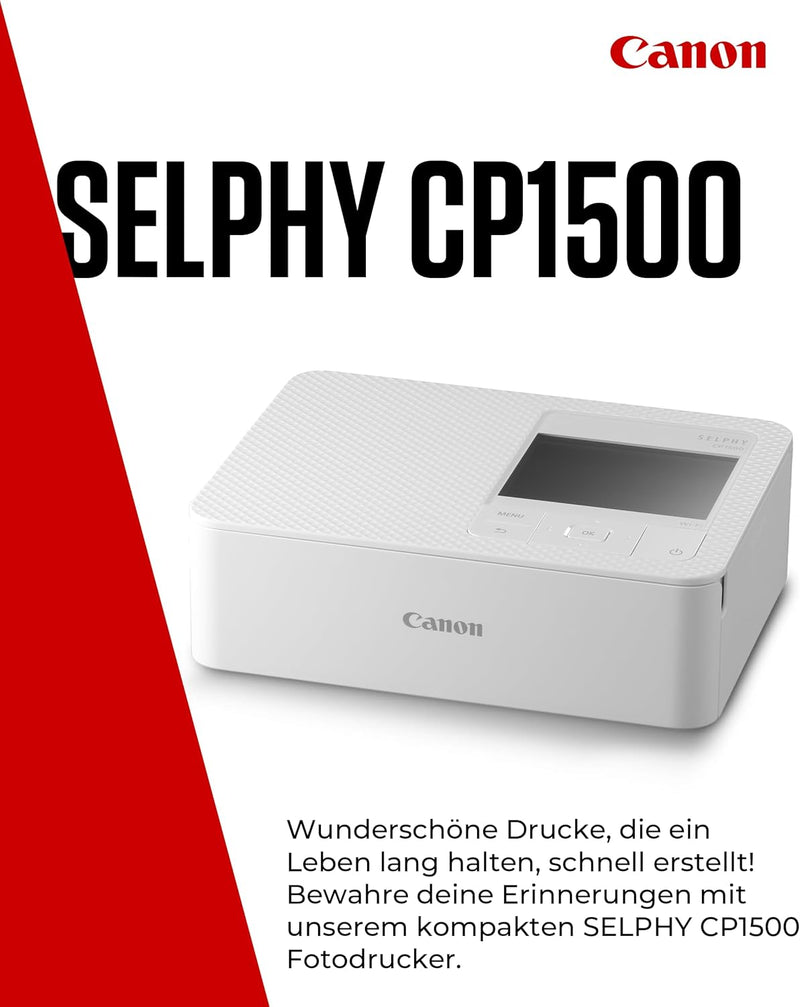 Canon SELPHY CP1500 Mini Fotodrucker mobil tragbar unterwegs (bis Postkartengrösse 10x15cm, WLAN, Ha