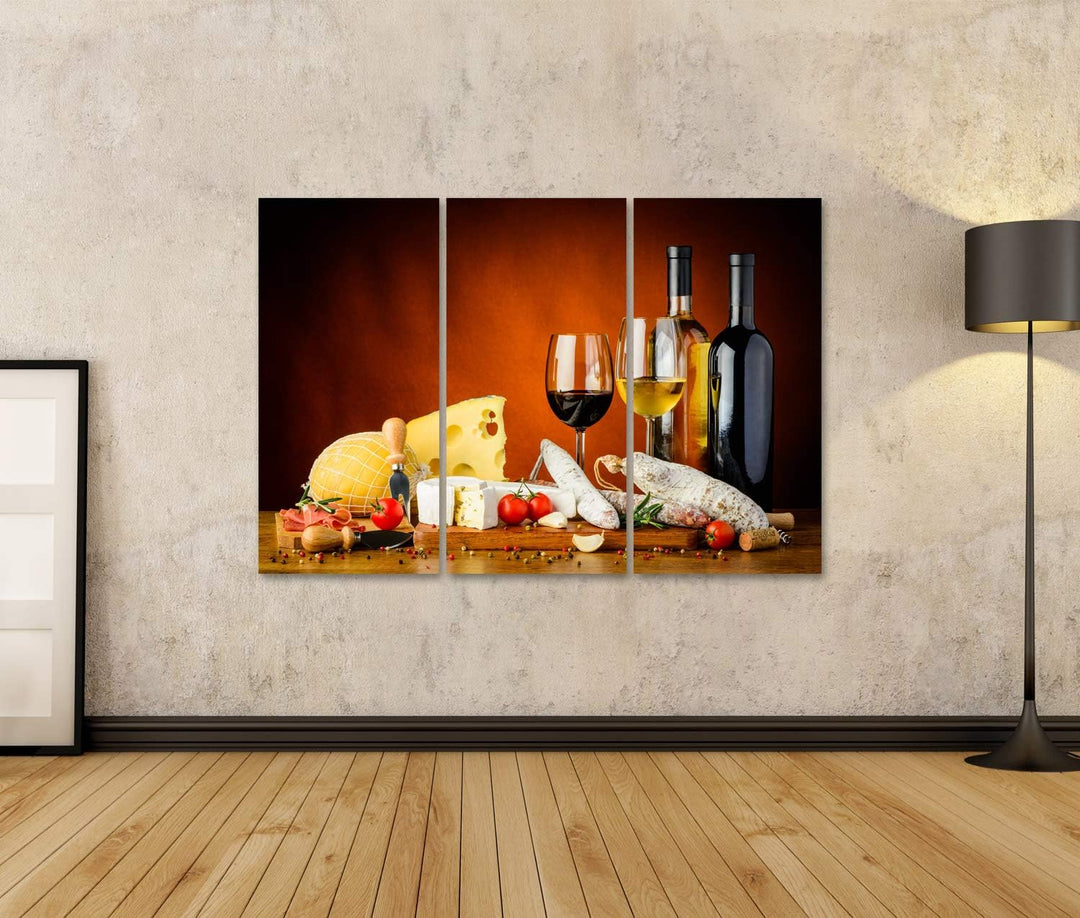 islandburner Bild auf Leinwand Käsewürste Wein Stillleben Traditionelles Essen Bilder Wandbilder Pos