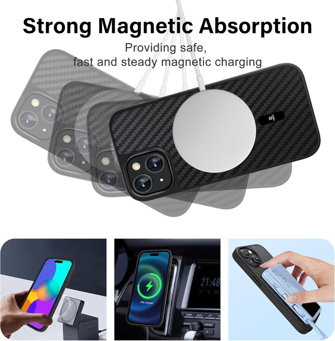 ONES Magnetisch für iPhone 15 Plus Ultradünne Hülle, Kompatibel mit MagSafe, Fallschutz in Militärqu
