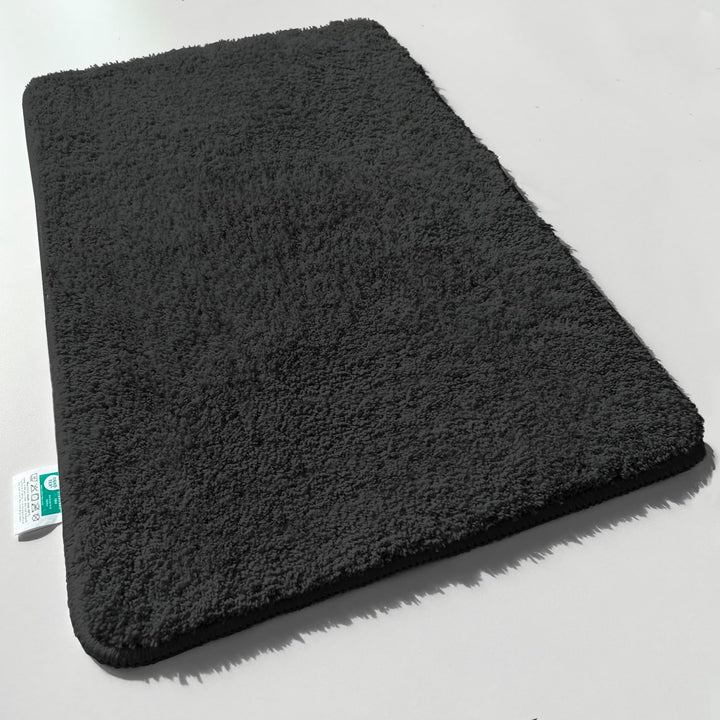 casa pura Badematte schwarz weicher, Flauschiger Badezimmerteppich in Shaggy Optik, Badvorleger ruts