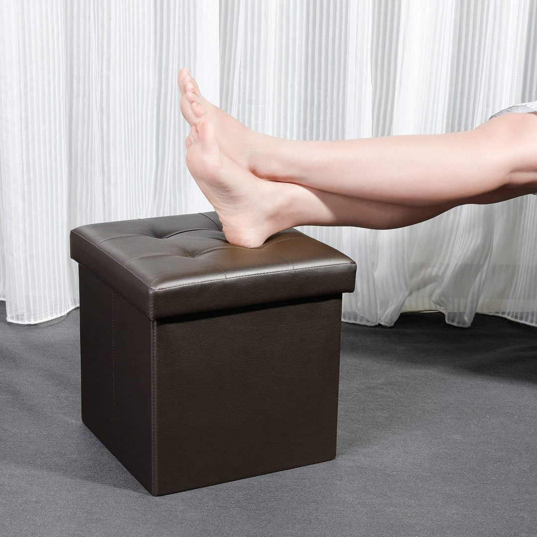 Bonlife Faltbarer Sitzhocker Hocker Mit Stauraum, Aufbewahrungsbox mit Stauraum, Kunstleder Fusshock
