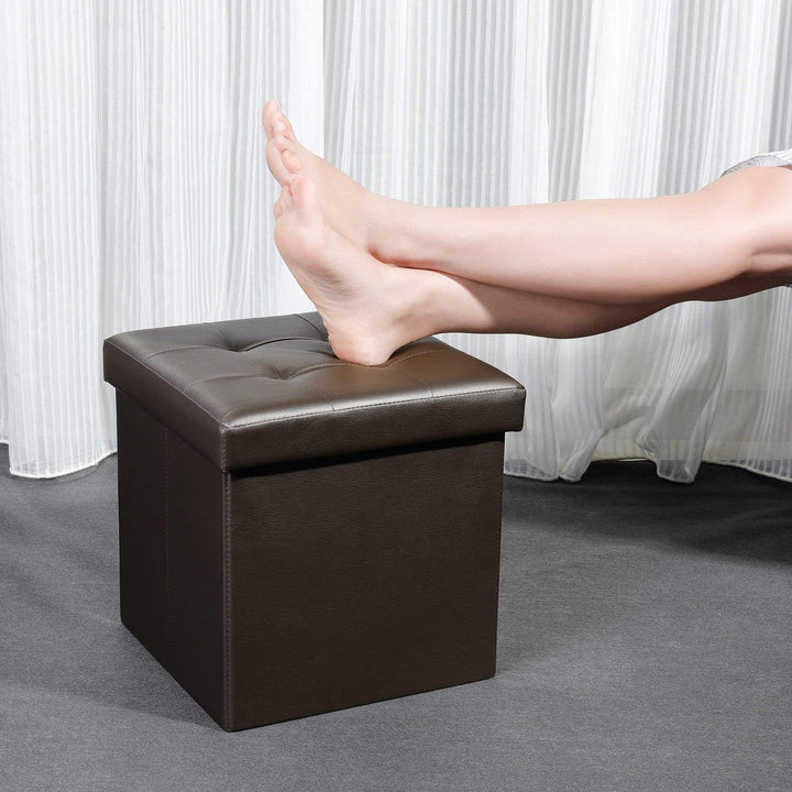 Bonlife Faltbarer Sitzhocker Hocker Mit Stauraum, Aufbewahrungsbox mit Stauraum, Kunstleder Fusshock
