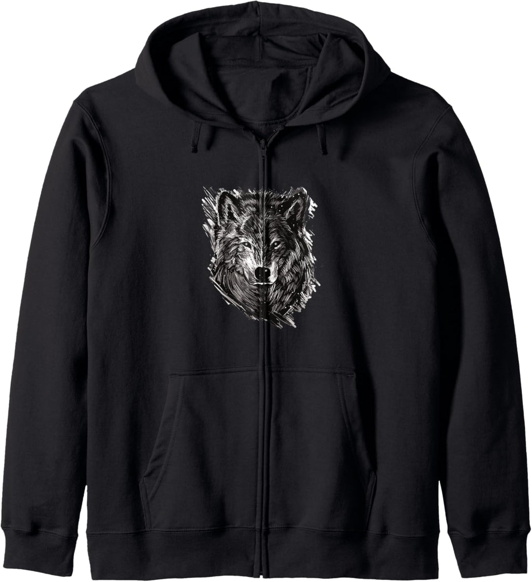 Wolf Zeichnung Kapuzenjacke