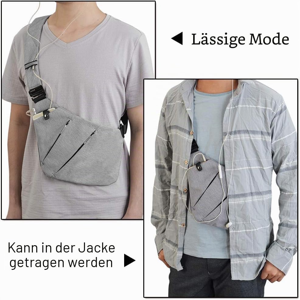 OSOCE Umhängetaschen Herren Wasserfeste Mini Bauchtasche Mehrere Taschen Schultertasche Anti-Diebsta