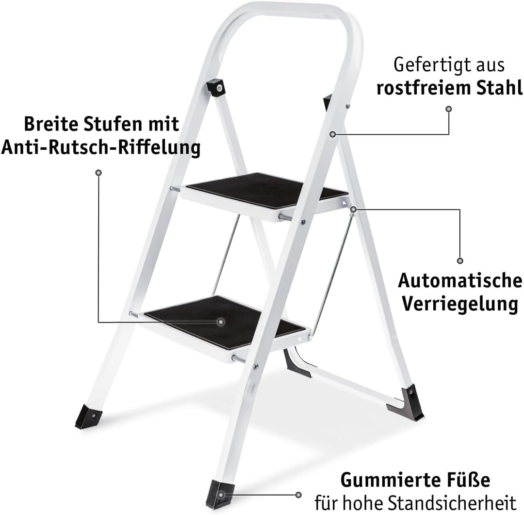 WALTER Stufen Leitertritt klappbar, aus beschichtetem legiertem Stahl, vormontiert für sofortigen Ei