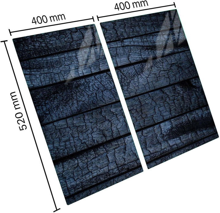 Herdabdeckung Glas 2 Teilig 2x40x52 – Gehärtetes Glas Schneidebrett & Ceranfeld Abdeckplatte – Hygie