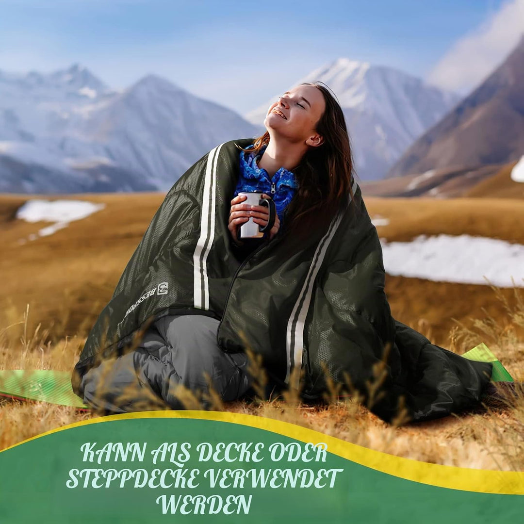 Bessport Schlafsack für Camping 3-4 Jahreszeiten Wasserdichter Leicht Schlafsack in 5 ℃ bis 15 ℃ für