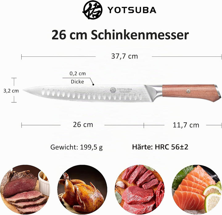 YOTSUBA Fleischmesser Kochmesser, 26cm scharf Tranchiermesser, Metzgermesser profi Messer Küchenmess