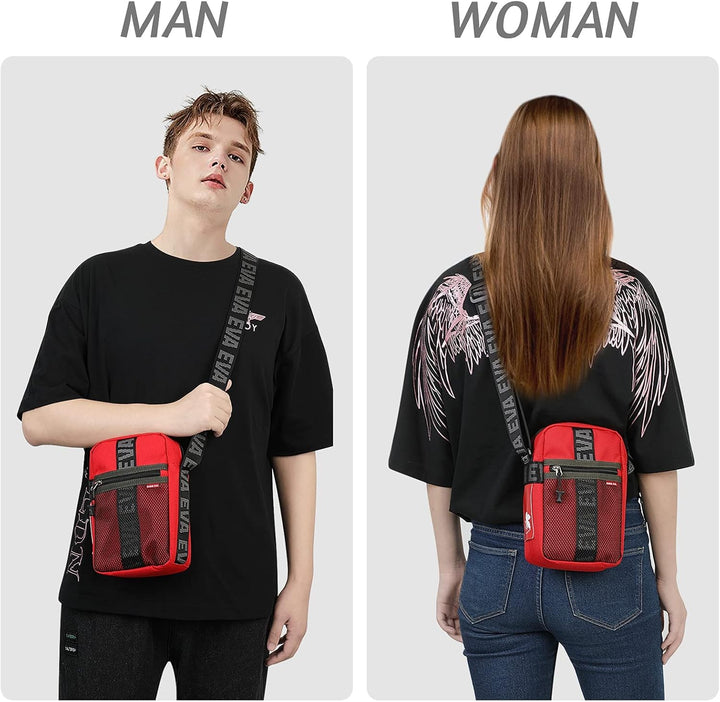 FIREFIRST x RADIO EVA - Evangelion Mini Shoulder Bags Schule Schultertaschen Rot W15×H23×D8（cm）, Rot