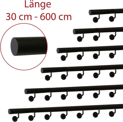 Handlauf schwarz pulverbeschichtet V2A Edelstahl Geländer innen aussen wetterfest beständig 110 cm m