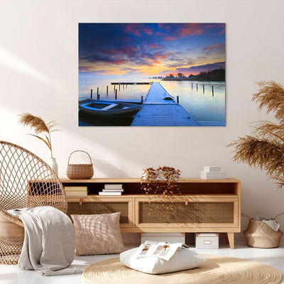 Bilder auf Leinwand 100x70cm Leinwandbild Niederlande Natur Meer Sonnenuntergang Gross Wanddeko Bild