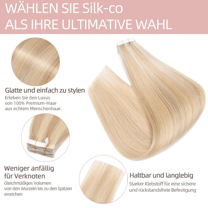Silk-co Tape in Extensions Echthaar 20stk, leicht Version Tape Extensions Echthaar, Remy Haarextensi