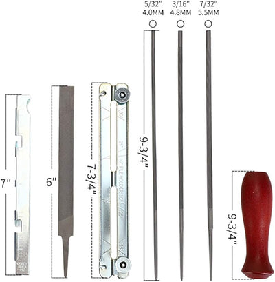 Kettensägen Schärffeilen Sägekette Feilen Set Enthält Rundfeile Schärfführungen Tiefenmesser Flache