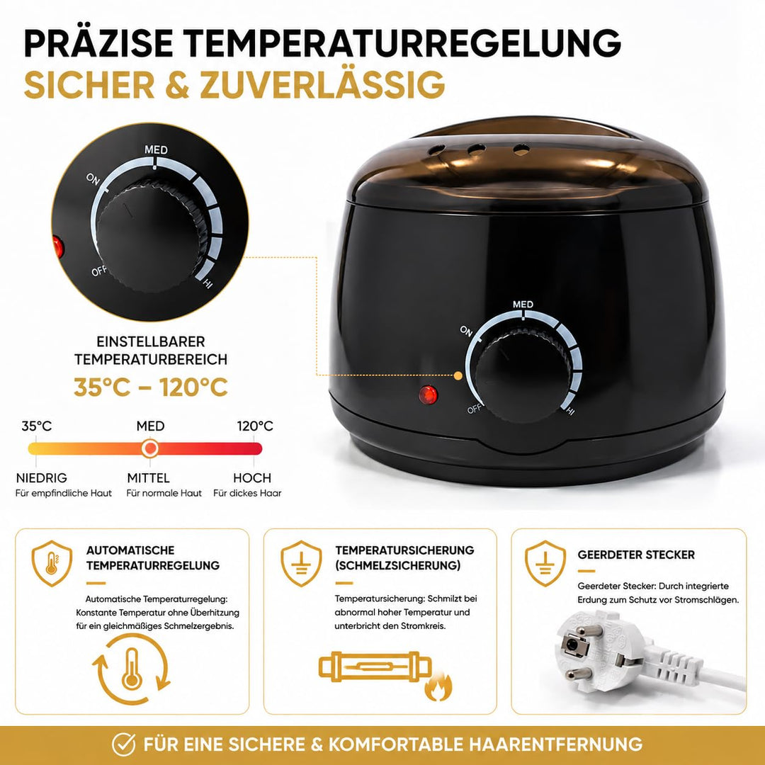 Wachsmaschine mit automatischer Temperaturregelung | 500ml für alle Wachsarten geeignet Wachsschmelz