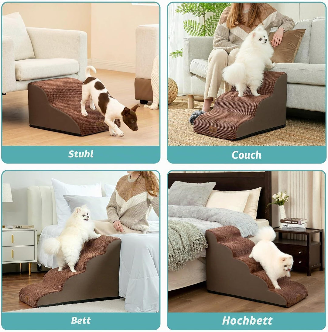 COZY KISS Hundetreppe für Kleine Hunde 50cm, Haustiertreppe für Bett aus Hochdichtem Schwamm, Hunde