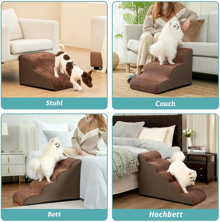 COZY KISS Hundetreppe für Kleine Hunde 50cm, Haustiertreppe für Bett aus Hochdichtem Schwamm, Hunde